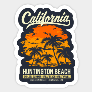 Huntington Beach California Sunset Sticker